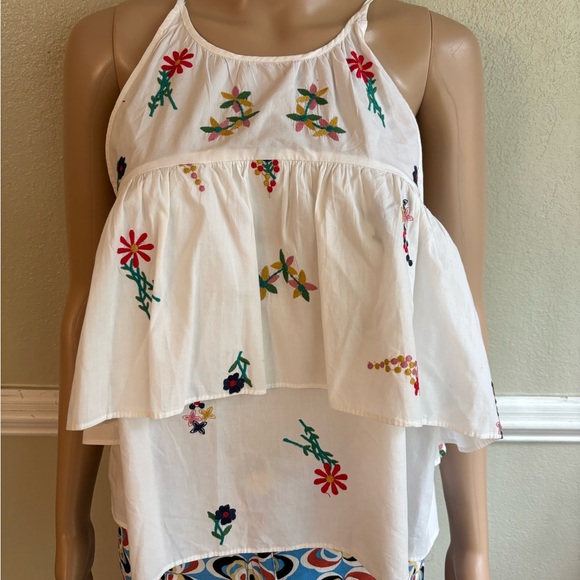 Zara Floral Embroidered White Halter Top XS - Picture 6 of 7
